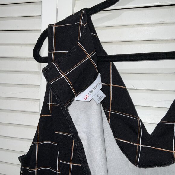 Liz Claiborne Black Plaid Wide Leg Jumpsuit Size 16 - Picture 5 of 9